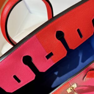 Túi Xách Hermes Birkin Da Epsom Mix Màu Đỏ Hồng Rep 11 Cao Cấp 25cm (2)