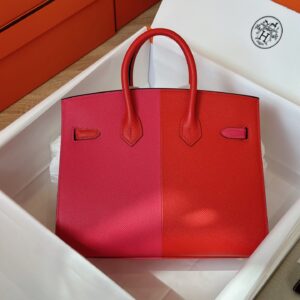 Túi Xách Hermes Birkin Da Epsom Mix Màu Đỏ Hồng Rep 11 Cao Cấp 25cm (2)