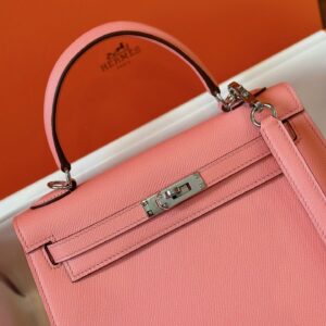 Túi Xách Hermes Kelly Da Epsom Rep 11 Nữ Màu Hồng Khóa Bạc 25cm (2)