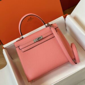 Túi Xách Hermes Kelly Da Epsom Rep 11 Nữ Màu Hồng Khóa Bạc 25cm (2)