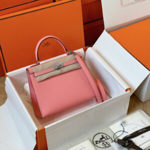 Túi Xách Hermes Kelly Da Epsom Rep 11 Nữ Màu Hồng Khóa Bạc 25cm (2)