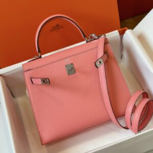 Túi Xách Hermes Kelly Da Epsom Rep 11 Nữ Màu Hồng Khóa Bạc 25cm (2)