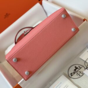 Túi Xách Hermes Kelly Da Epsom Rep 11 Nữ Màu Hồng Khóa Bạc 25cm (2)
