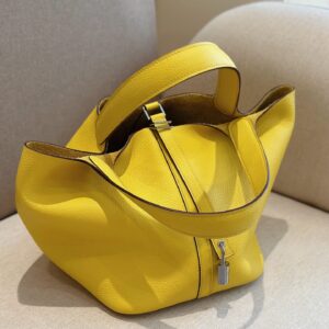 Túi Xách Hermes Picotin Lock Like Auth Cao Cấp Màu Vàng 22cm (2)