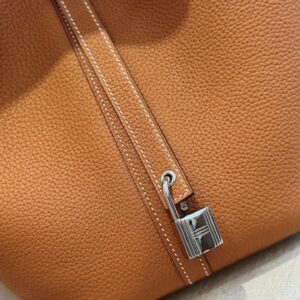 Túi Xách Hermes Picotin Lock Nữ Màu Nâu Like Auth 22cm (2)