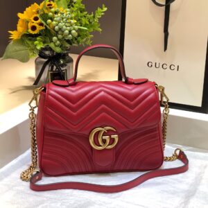 Túi Xách Nữ Gucci Marmont Top Handle Like Auth Màu Đỏ 27cm (2)