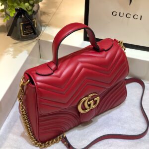 Túi Xách Nữ Gucci Marmont Top Handle Like Auth Màu Đỏ 27cm (2)