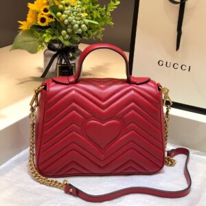 Túi Xách Nữ Gucci Marmont Top Handle Like Auth Màu Đỏ 27cm (2)