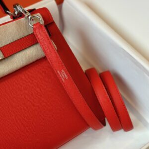 Túi Xách Nữ Hermes Kelly Da Epsom Like Auth Màu Đỏ Khóa Bạc 25cm (2)