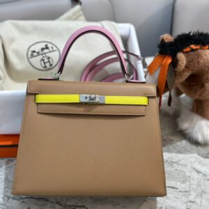 Túi Xách Nữ Hermes Kelly Da Epsom Like Auth Màu Nâu 25cm (2)