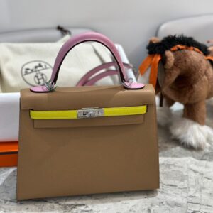 Túi Xách Nữ Hermes Kelly Da Epsom Like Auth Màu Nâu 25cm (2)