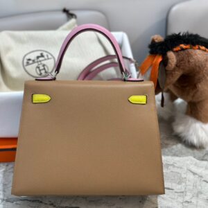 Túi Xách Nữ Hermes Kelly Da Epsom Like Auth Màu Nâu 25cm (2)