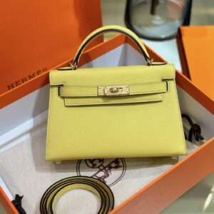 Túi Xách Nữ Hermes Kelly Mini Like Auth Màu Vàng 20cm (2)