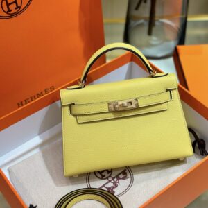 Túi Xách Nữ Hermes Kelly Mini Like Auth Màu Vàng 20cm (2)