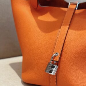 Túi Xách Nữ Hermes Picotin Lock Rep 11 Cao Cấp Màu Cam 22cm (2)