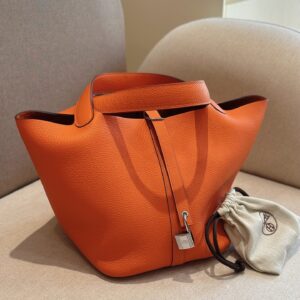 Túi Xách Nữ Hermes Picotin Lock Rep 11 Cao Cấp Màu Cam 22cm (2)