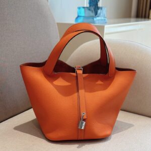 Túi Xách Nữ Hermes Picotin Lock Rep 11 Cao Cấp Màu Cam 22cm (2)