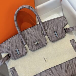 Túi Xách Siêu Cấp Hermes Birkin 25 Fonce Da Lizard Nữ Khóa Bạc 25cm (2)