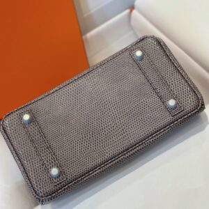 Túi Xách Siêu Cấp Hermes Birkin 25 Fonce Da Lizard Nữ Khóa Bạc 25cm (2)
