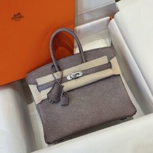 Túi Xách Siêu Cấp Hermes Birkin 25 Fonce Da Lizard Nữ Khóa Bạc 25cm (2)