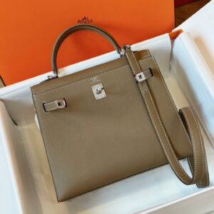 Túi Xách Siêu Cấp Hermes Kelly Da Epsom Nữ Khóa Bạc 25cm (2)