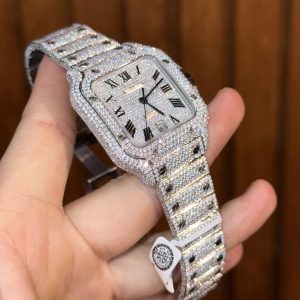 Đồng Hồ Cartier Santos Đính Full Kim Cương Moissanite Hong Kong (9)