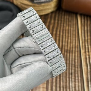 Đồng Hồ Cartier Santos Đính Full Kim Cương Moissanite Mặt Xanh Blue 39 (2)