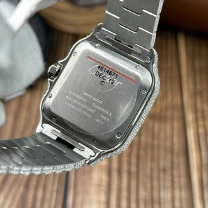 Đồng Hồ Cartier Santos Đính Full Kim Cương Moissanite Mặt Xanh Blue 39 (2)