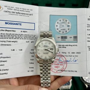 Đồng Hồ Rolex DateJust Mặt Xà Cừ Tự Nhiên Cọc Số Moissanite Clean Factory 41mm (6)