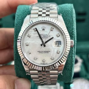 Đồng Hồ Rolex DateJust Mặt Xà Cừ Tự Nhiên Cọc Số Moissanite Clean Factory 41mm (6)