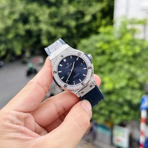 Đồng Hồ Hublot Classic Fusion Đính Đá Màu Xanh Dương HB Factory 38mm (6)