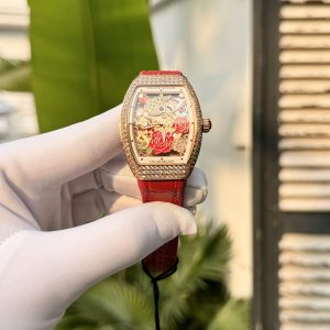 Đồng Hồ Franck Muller V32 Color Dreams Đính Đá Màu Đỏ ABF 32x40mm (1)