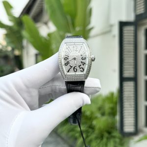 Đồng Hồ Franck Muller V32 Nữ Đính Full Kim Cương Dây Cao Su Đen ABF (2)