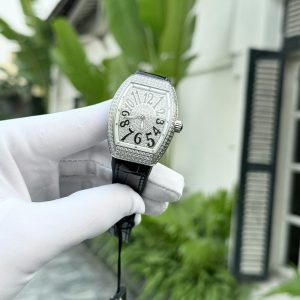 Đồng Hồ Franck Muller V32 Nữ Đính Full Kim Cương Dây Cao Su Đen ABF (2)