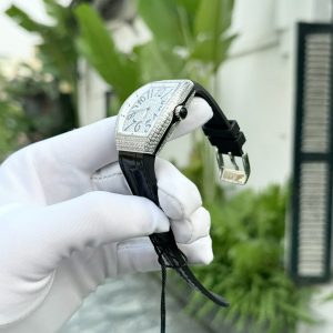 Đồng Hồ Franck Muller V32 Nữ Đính Full Kim Cương Dây Cao Su Đen ABF (2)