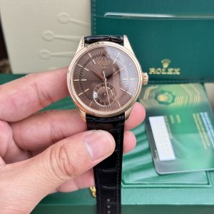 Đồng Hồ Rolex Cellini 50525 Mặt Chocolate Dây Da Đen Chế Tác 39mm (1)