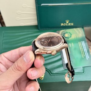 Đồng Hồ Rolex Cellini 50525 Mặt Chocolate Dây Da Đen Chế Tác 39mm (1)