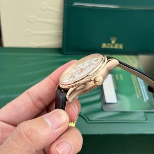 Đồng Hồ Rolex Cellini 50525 Mặt Trắng Dây Da Đen Chế Tác 39mm (1)