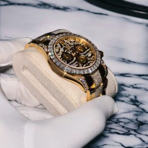 Đồng Hồ Rolex Chế Tác Bọc Vàng 18K Đính Kim Cương Moissanite Replica 11 40mm (5)