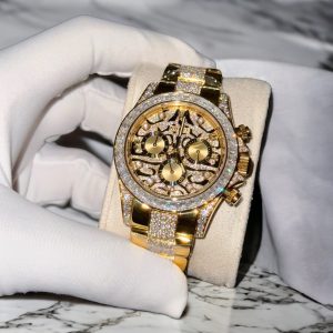 Đồng Hồ Rolex Chế Tác Bọc Vàng 18K Đính Kim Cương Moissanite Replica 11 40mm (5)