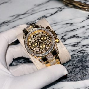 Đồng Hồ Rolex Chế Tác Bọc Vàng 18K Đính Kim Cương Moissanite Replica 11 40mm (5)