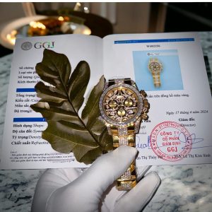 Đồng Hồ Rolex Chế Tác Bọc Vàng 18K Đính Kim Cương Moissanite Replica 11 40mm (5)