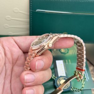 Rolex Chế Tác Nữ DateJust Mặt Chocolate Dây Oyster Rep 11