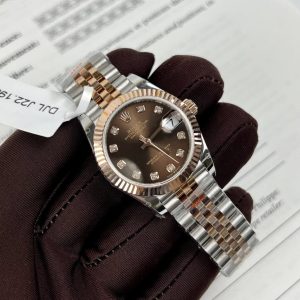 Đồng Hồ Rolex DateJust Nữ Bọc Vàng Thật Mặt Số Màu Nâu Nhà Máy GM 31mm (8)