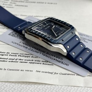 Cartier Chế Tác Santos WSSA0030 Nam Mặt Xanh Blue Dây Cao Su 39 (2)