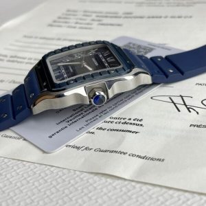 Cartier Chế Tác Santos WSSA0030 Nam Mặt Xanh Blue Dây Cao Su 39 (2)