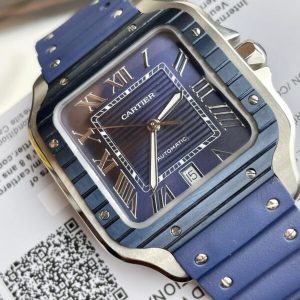 Cartier Chế Tác Santos WSSA0030 Nam Mặt Xanh Blue Dây Cao Su 39 (2)