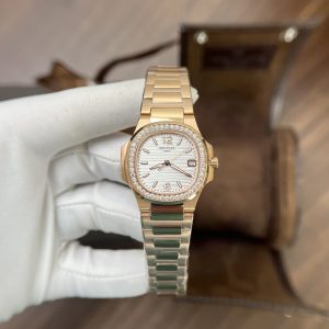 Patek Philippe Nữ Dây Kim Loại Đính Đá Nautilus 7010 Màu Vàng Hồng 32mm (4)