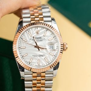 Rolex Chế Tác DateJust 126231 Bọc Vàng Thật Mặt Họa Tiết Lá Cọ GM Factory 36mm (1)