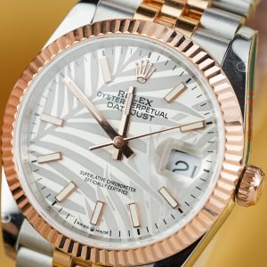 Rolex Chế Tác DateJust 126231 Bọc Vàng Thật Mặt Họa Tiết Lá Cọ GM Factory 36mm (1)